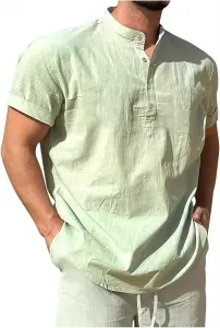 Мужская повседневная хлопковая рубашка-поло с коротким рукавом