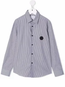 Рубашка с длинными рукавами и принтом Skull Philipp Plein Junior, черный