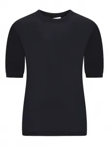 Топ с круглым вырезом и короткими рукавами MAX MARA, черный