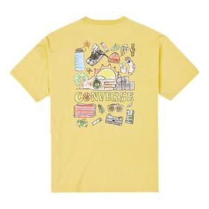 Футболка men's back graffiti cartoon printing loose casual round neck short sleeve gold t-shirt Converse, золотой