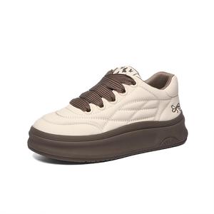 Golden Silk Rabbit Женские скейтерские кроссовки лоу-топ бежево-коричневые (без утепления 2202-1), цвет Beige Brown (No Fleece-Lined 2202-1)