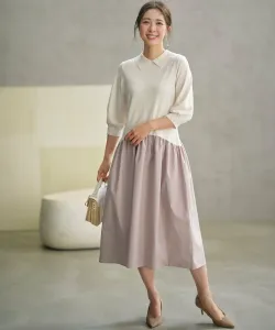 Вязаное платье с воротником Suite L, цвет Beige [033]