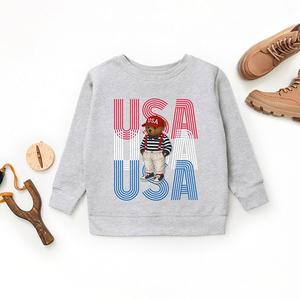 Футболка с принтом Usa stacked bear The Juniper Shop, Heather Grey