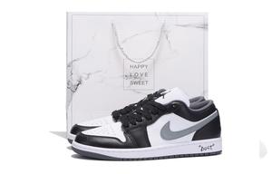 Баскетбольные кроссовки Air 1 с антискользящим покрытием, низкие, винтажные, унисекс, черно-серые Jordan, Black Gray