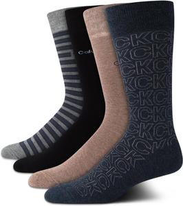 Мужские носки Calvin Klein Crew Socks - 4 пары, легкие, влагоотводящие, мягкие, спортивные носки для мужчин, для занятий спортом и бега, Dark Denim Multi