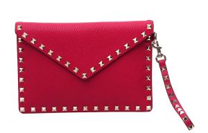 Valentino Кожаная косметичка женская красная