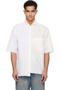 Mm6 Maison Margiela Двухцветная хлопковая поплиновая рубашка