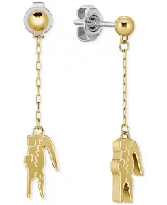Золотистые серьги-подвески из крокодиловой цепочки Lacoste, gold