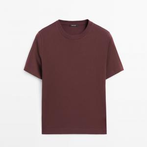 Футболка Massimo Dutti 100% Cotton Interlock Crew Neck, бордовый