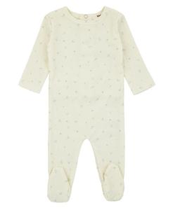 Детская пижама с цветочным принтом и закрытыми ступнями в рубчик NoggiWear, Ivory / blue floral