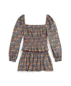 Детский комплект для девочек 2T-6X: топ со сборкой и юбка с цветочным принтом, 2 предмета Polo Ralph Lauren, мультиколор