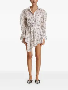 Платье с цветочным принтом и пышными рукавами Pnk, нейтральный