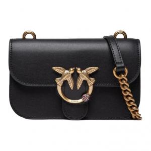 PINKO Кожаный мессенджер Свэллоу через плечо женский черный