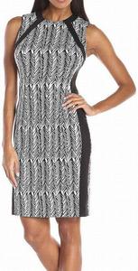 Женское платье-футляр без рукавов с принтом Calvin Klein, Black/White