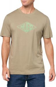 Мужская хлопковая футболка HUGO с текстурированным ретро-логотипом, Fallen Rock