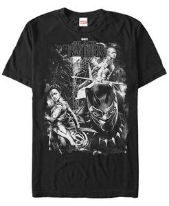 Мужская футболка с короткими рукавами Marvel Black Panther Group Action Pose Fifth Sun, черный