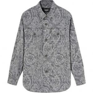 Барочная жаккардовая длинная рубашка-оверсайз VERSACE, серый