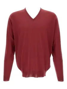 Джемпер с V-образным вырезом и длинными рукавами John Smedley, красный