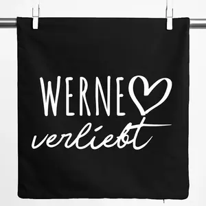 Наволочка Huuraa Верн в любви, подарок 40x40 см, черный хлопок, подарок Werne Hellweg Druckerei