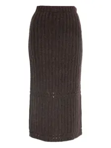 Миди-юбка из трикотажа в рубчик BY MALENE BIRGER, коричневый