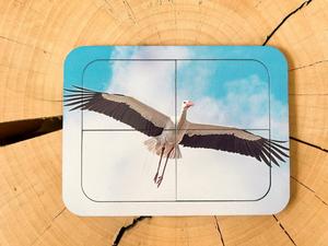 Аист, деревянный пазл с четырьмя элементами, основа с подписью, первый пазл Inna marka