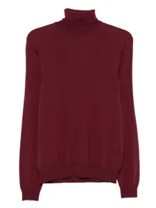 Шерстяной свитер с высоким воротником Boss, красный