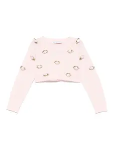 Свитер с цветочной аппликацией Monnalisa, розовый