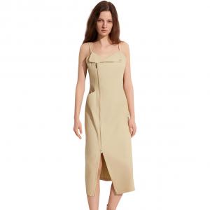 Женское платье-сорочка с V-образным вырезом средней длины ELLE, хаки