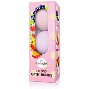 Газированные бомбочки для ванны Dairy Fun со вкусом клубники и персика 100 г — упаковка из 3 шт Delia