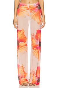 Широкие брюки из марлевой сетки Good American, mauve tropical hibiscus001