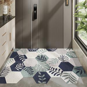 Dajiang Ковер 45x75 см для прихожей, Luxury Entrance Door Mat, Silk Loop, синий, можно обрезать