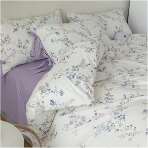 YUSIWOAL Комплект постельного белья хлопковый с клубничным принтом Blue Flower