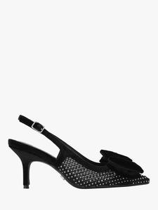 Роскошные бархатные лодочки-слинбэки с острым носом и сетчатой отделкой с бантом Carvela, Black