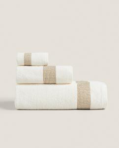 Полотенце Zara Home Cotton With Pleated Border, бежевый