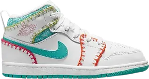 Кроссовки Air Jordan 1 Mid SE PS Multi Knit, белый