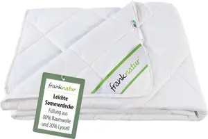 Одеяло Summer Duvet 135x200 см, летний наполнитель: 80% хлопок и 20% лиоцелл, можно стирать. franknatur