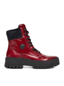 Женские ботинки Rieker лакированные на шнуровке, красный