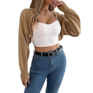 Женский кардиган с открытой передней частью, ребристым узором и укороченным кроем Seoria, Khaki