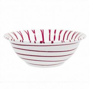 Салатница с красным пламенем д: 33 см / высота: 14 см / 4,5 л Gmundner Keramik, бело-красный