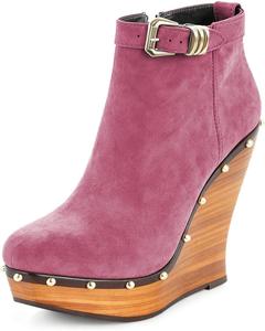 Женские ботильоны YDN с круглым носком, заклепками и пряжкой на щиколотке, на высоком танкетке, удобные, повседневные, модные, для вечеринок, размеры US 4-16, Pink