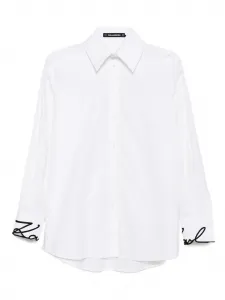 Поплиновая рубашка с фирменными манжетами KARL LAGERFELD, белый
