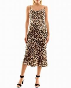 Платье-комбинация миди Gabriella Satin в леопардовом цвете Nicole Miller