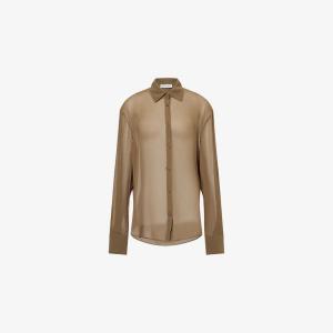 Рубашка Peri The Frankie Shop прозрачная из жоржета, хаки