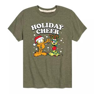 Футболка с рисунком Garfield Holiday Cheer для мальчиков 8–20 лет Licensed Character, зеленый
