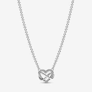 Колье Pandora Sparkling Infinity Heart, 19,7 дюйма, серебро