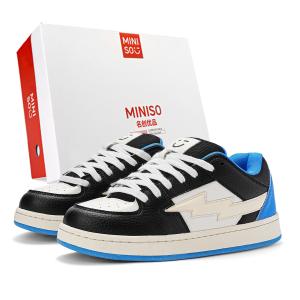 MINISO Лайтнинг М серия лоу топ скейтборд кроссовки унисекс белый синий черный, цвет White Blue Black