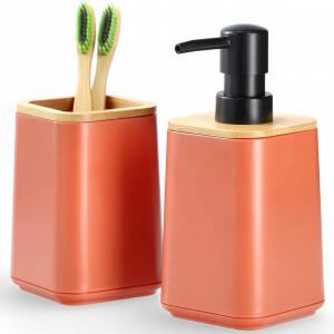 KADAX Набор для ванной комнаты: дозатор для мыла + стаканчик для ванной, розовый