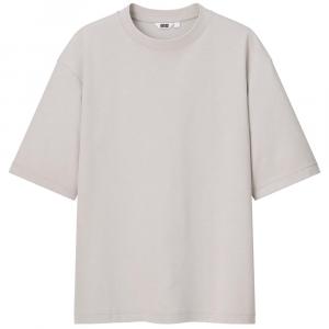 Футболка Uniqlo U Airism Cotton Oversized Crew Neck Half-Sleeve Unisex, светло-серый