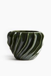 Цветочный горшок H&M Home Stoneware Cover For Pot, темно-зеленый
