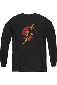 Футболка с длинным рукавом для подростков с символом Флэша из Лиги Справедливости Америки Gildan, черный